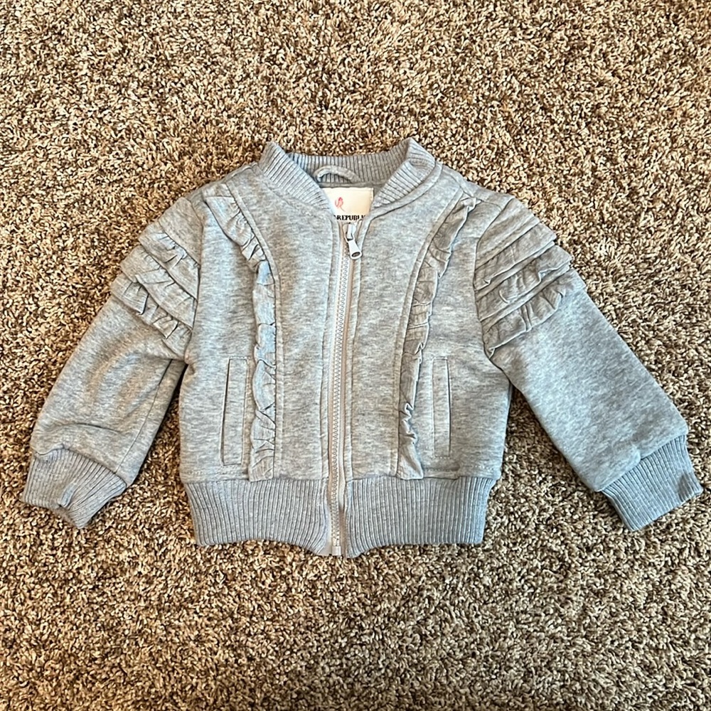 Urban Republic Ruffle grey fill zip sweatshirt jacket